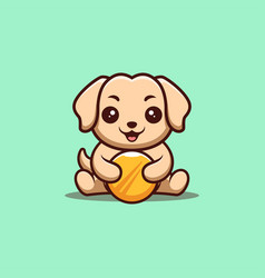 Retriever Sitting Gold Coin Cute Creative Kawaii