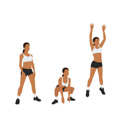 Woman Doing Frog Jumps Exercise Flat