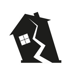 Black House Crack Icon House After The Earthquake