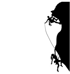 Man And Woman Climbing Black Silhouette Activity