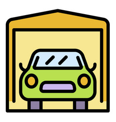 Car In The Garage Icon Color Outline