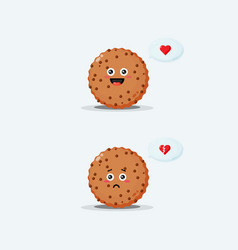 Cute Cookies Character With Happy And Sad