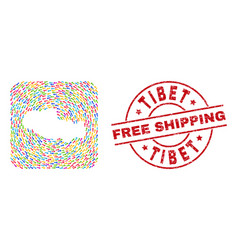 Free Shipping Grunge Stamp And Tibet Map Arrow