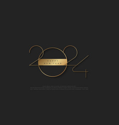 New Year 2024 Number With Elegant Gold Thin Font