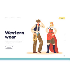 Western Wear Landing Page With Retro Couple Cowboy