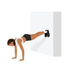 Woman Doing Wall Push Ups Exercise Flat