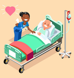 Black Nurse Or Family Doctor At Male Patient Bed