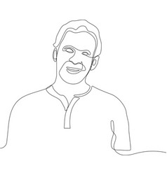 Continuous One Line Drawing Portrait Of Senior Man