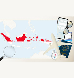 Indonesia Map And Flag Cargo Plane