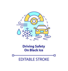 Driving Safety On Black Ice Concept Icon