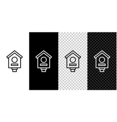 Set Line Bird House Icon Isolated On Black