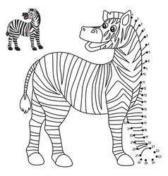 Dot To Zebra Isolated Coloring Page For Kids