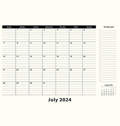 July 2024 Monthly Business Desk Pad Calendar