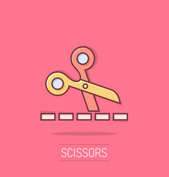 Scissor With Cutting Line Icon In Comic Style Cut