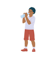 African American Child Drinking Water Flat