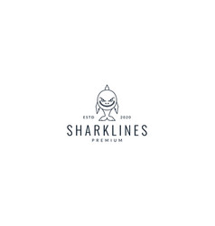 Baby Shark Smile Cute Line Logo Design