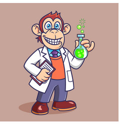 Cute Animal Monkey As Scientist Character Cartoon