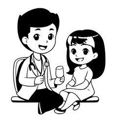 Doctor And Patient In Cartoon Style On White