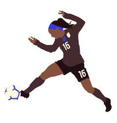 Female Soccer Player Kicking Football Flat