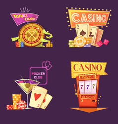 Casino Retro Cartoon 2x2 Icons Set