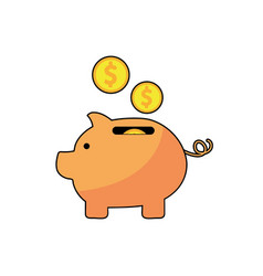 Piggy Bank With Coin In Flat S