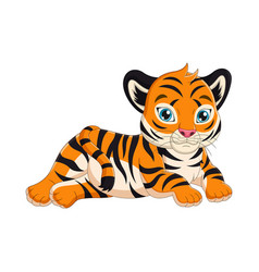 Cute Baby Tiger Cartoon Laying Down