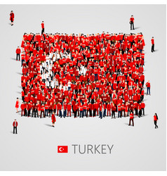 Large Group Of People In The Shape Of Turkish Flag