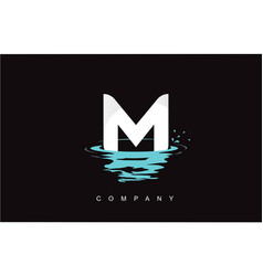 M Letter Logo Design With Water Splash Ripples