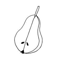 Pear Half Hand Drawn In Doodle Style Fruit Food