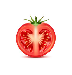 Raw Realistic Red Ripe Tomato Half Slice