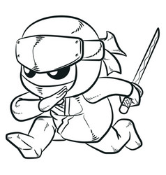 Sketch Japan Ninja Spy Wielding Sword