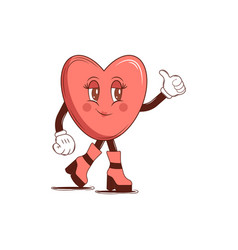 Character Heart In Boots Groovy Retro Cartoon