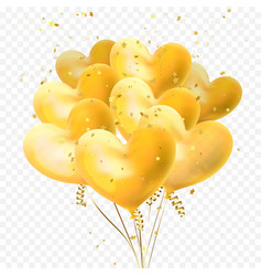 Heart Balloons Bunch And Golden Glitter Stars