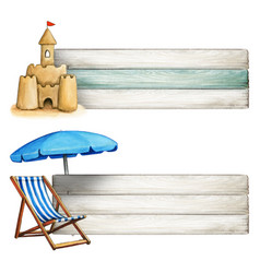 Watercolor Beach Themed Banners Sand Castle