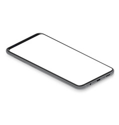 Realistic Isometric Black Frameless Smartphone