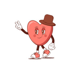 Character Heart In A Hat Groovy Retro Cartoon