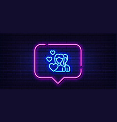 Couple Love Line Icon Group Of People Sign Neon