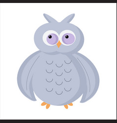 Gray Owl With Purple Eyes On White