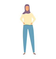 Arab Woman In Jeans Icon Cartoon Muslim