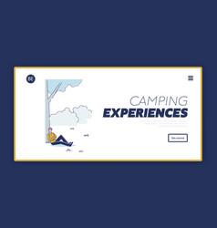 Camping Landing Page With Man Sitting Under Tree