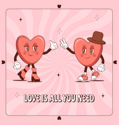 Retro Lovely Cartoon Heart Poster Groovy Couple