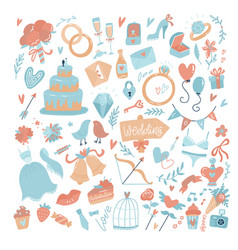 Big Set Icons For Wedding Day Valentines Day