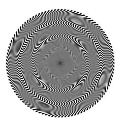 Op Art Patterned Circle Of Wavy Lines Round