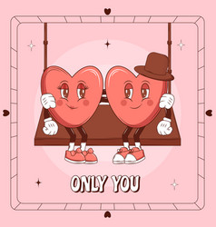 Retro Lovely Cartoon Heart Poster Groovy Couple