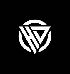Dh logo with triangle shape and circle rounded Vector Image