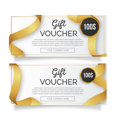 Modern Gift Voucher With Realistic Golden Ribbon