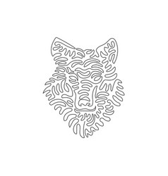 Single One Curly Line Drawing Of Predator Wolf