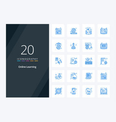 20 Online Learning Blue Color Icon