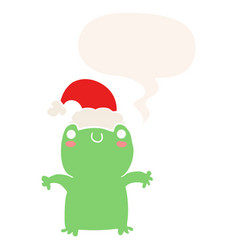 Cute Cartoon Frog Wearing Christmas Hat