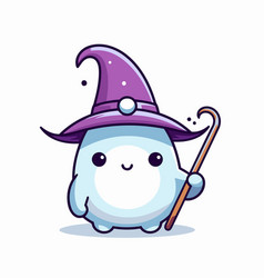 Cute Snowman With Witch Hat And Magic Wand Design